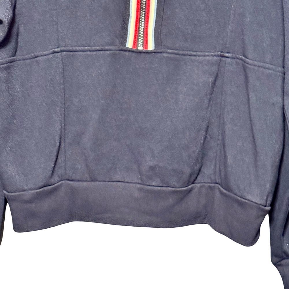 Evereve Chelsea Half Zip Long Sleeve Navy Blue Rainbow Zip Sweatshirt Small - Picture 7 of 14